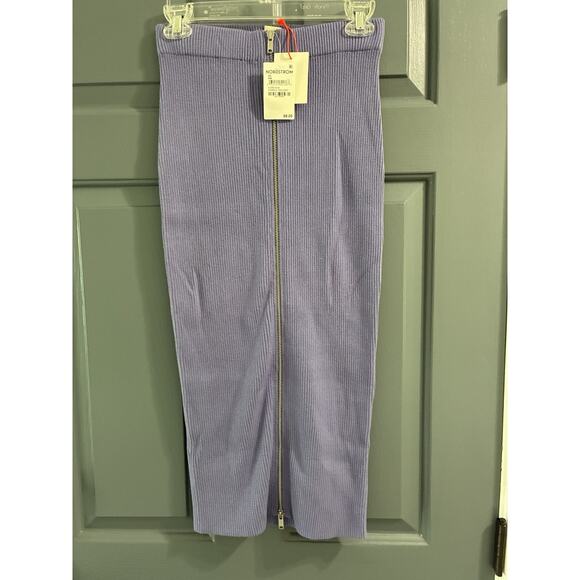 open edit | RIB ZIP FRONT SWEATER KNIT SKIRT XS Purple Lavender - Picture 4 of 11